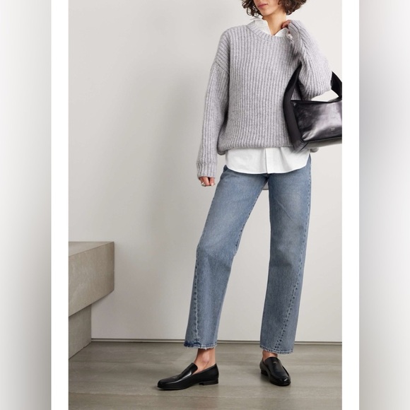 Toteme Twisted Seam Straight Wide Leg Jeans 29 Worn Wash Blue - Picture 1 of 12